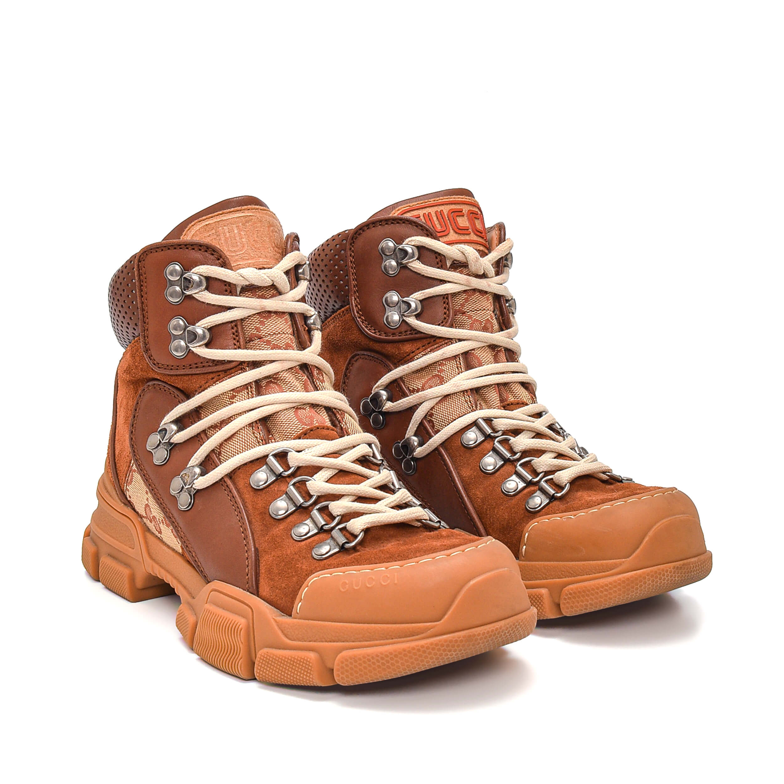 Gucci - Brown GG Supreme Detail Flashtrek High Ankle Sneakers / Boots